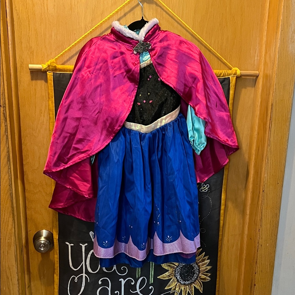Anna from Frozen Pink and Blue Princess Dress with Cape and black boots